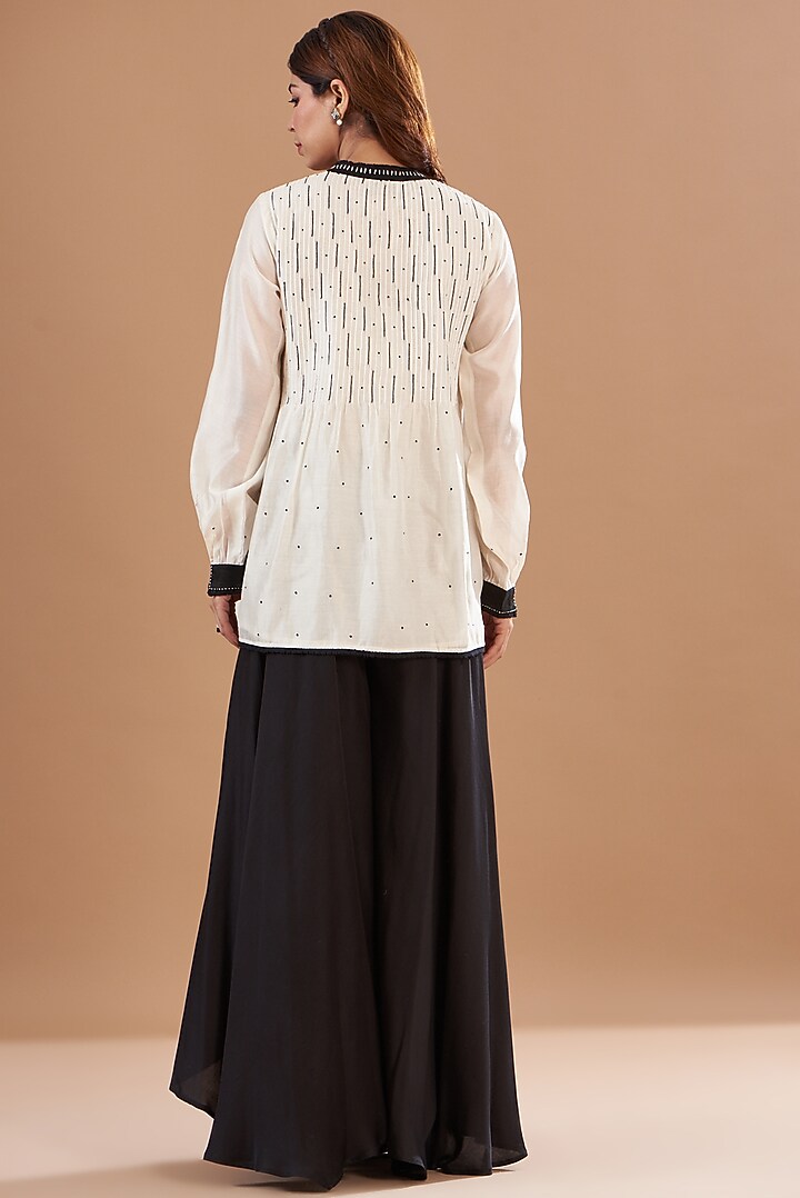 White Cotton Satin Skirt Set by Aharin India at Pernia's Pop Up Shop