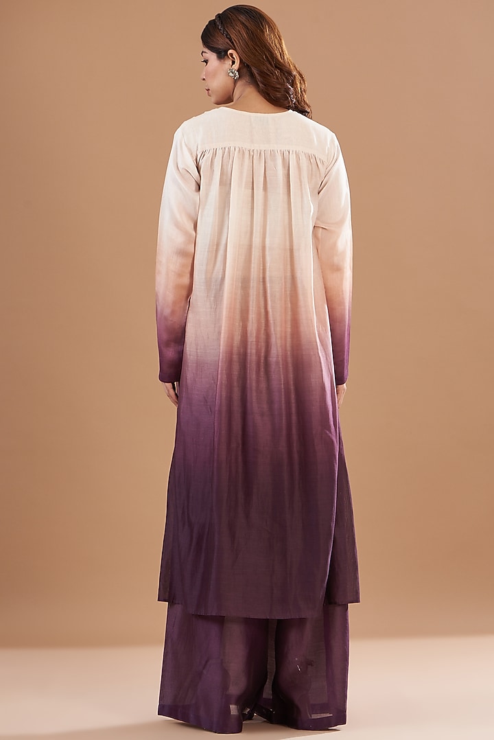 Multi-Colored Viscose Chanderi Ombre Kurta Set by Aharin India at Pernia's Pop Up Shop