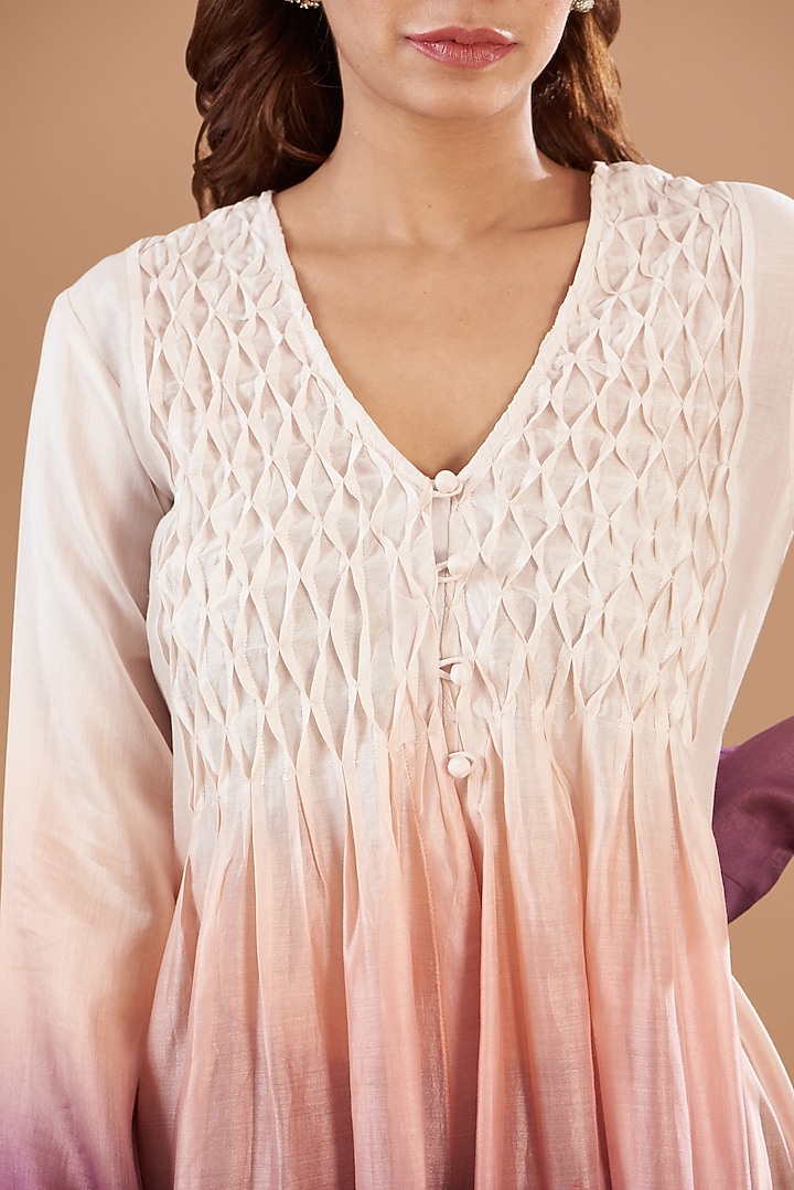 Multi-Colored Viscose Chanderi Ombre Kurta Set by Aharin India at Pernia's Pop Up Shop