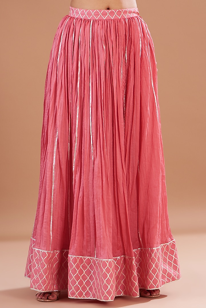 Pink Chanderi Embroidered Lehenga Set by Aharin India at Pernia's Pop Up Shop