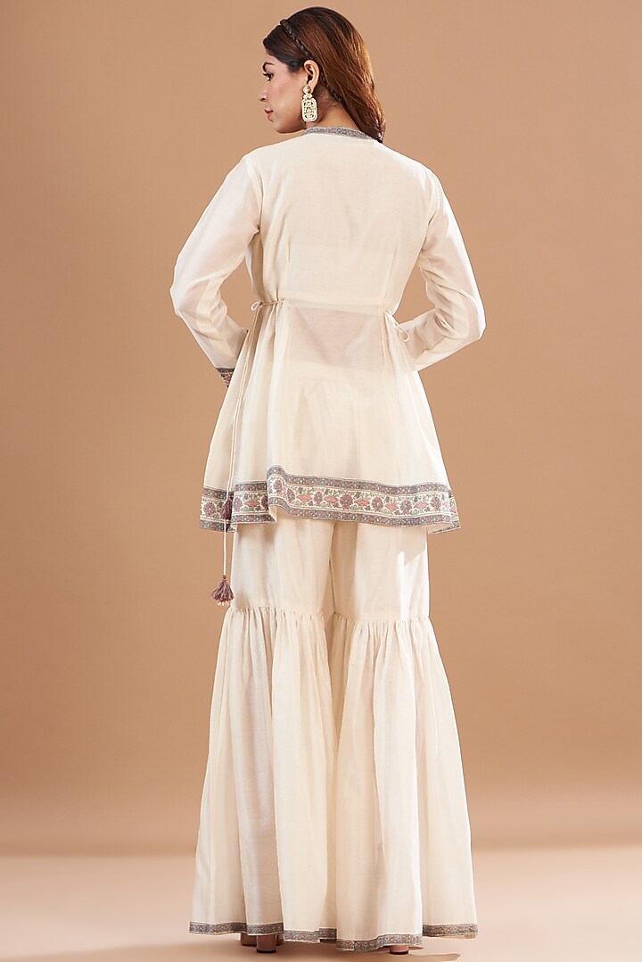 Ivory Viscose Chanderi Party Wear Sharara Set by Aharin India at Pernia's Pop Up Shop