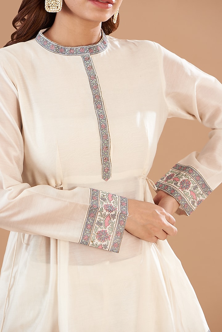 Ivory Viscose Chanderi Party Wear Sharara Set by Aharin India at Pernia's Pop Up Shop