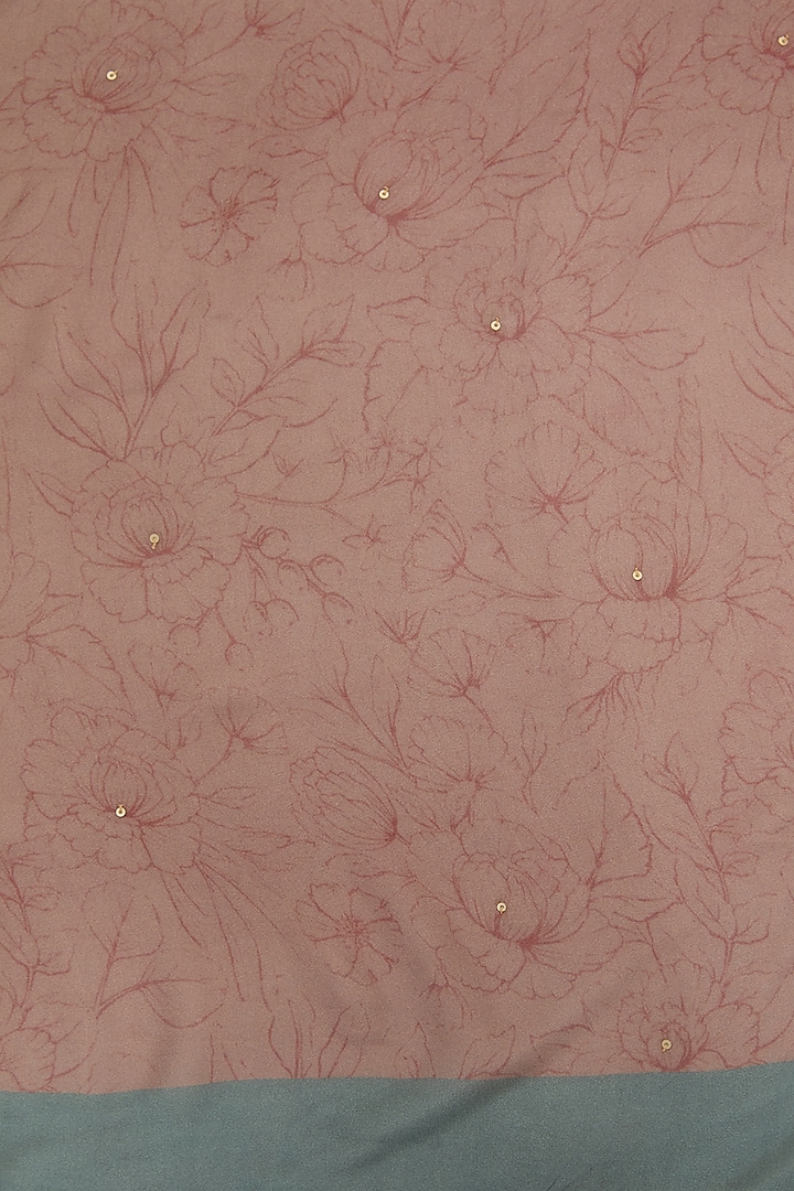 Greyish Peach Viscose Floral Digital Printed Party Wear Saree Set by Aharin India at Pernia's Pop Up Shop