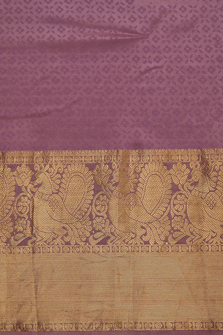 Mauve Silk Embroidered Party Wear Saree Set by Aharin India at Pernia's Pop Up Shop