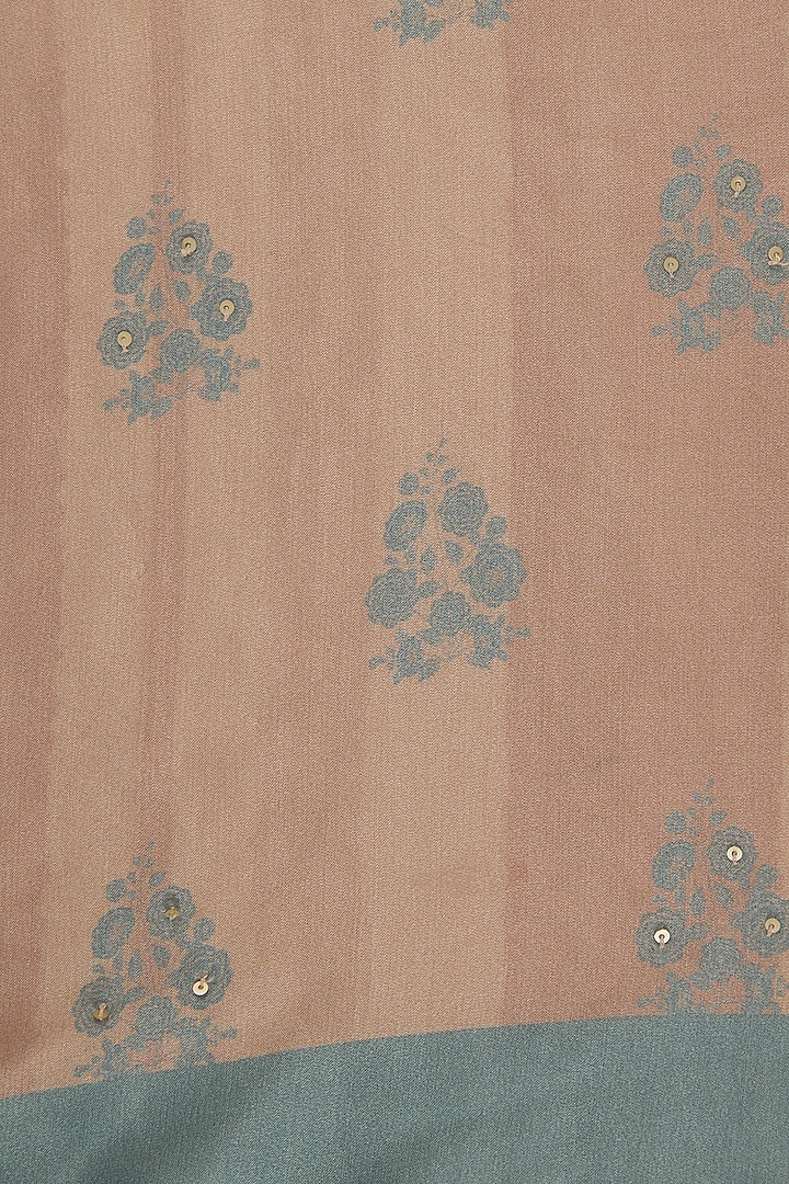 Beige Viscose Floral Digital Printed Scalloped Party Wear Saree Set by Aharin India at Pernia's Pop Up Shop