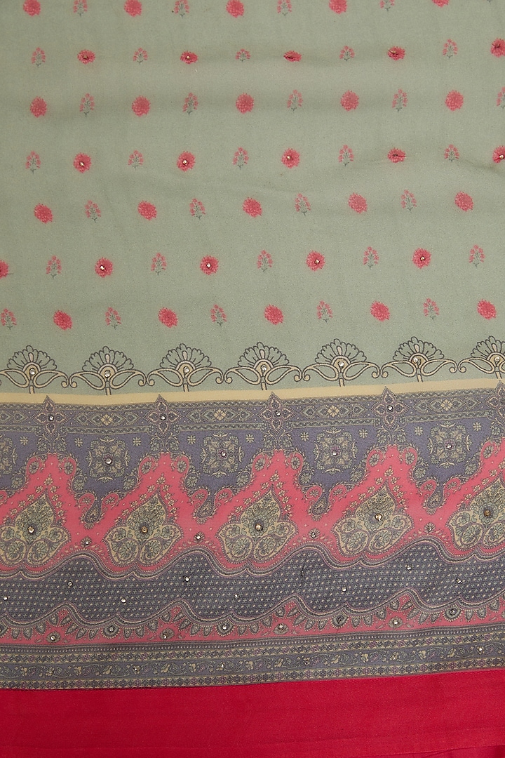 Blue Viscose Floral Digital Printed Party Wear Saree Set by Aharin India at Pernia's Pop Up Shop