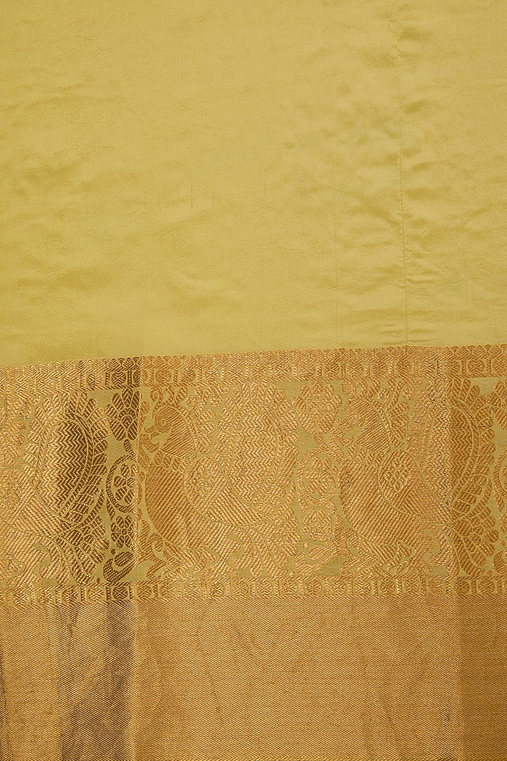 Lime Yellow Silk Floral Motif Embroidered Party Wear Saree Set by Aharin India at Pernia's Pop Up Shop