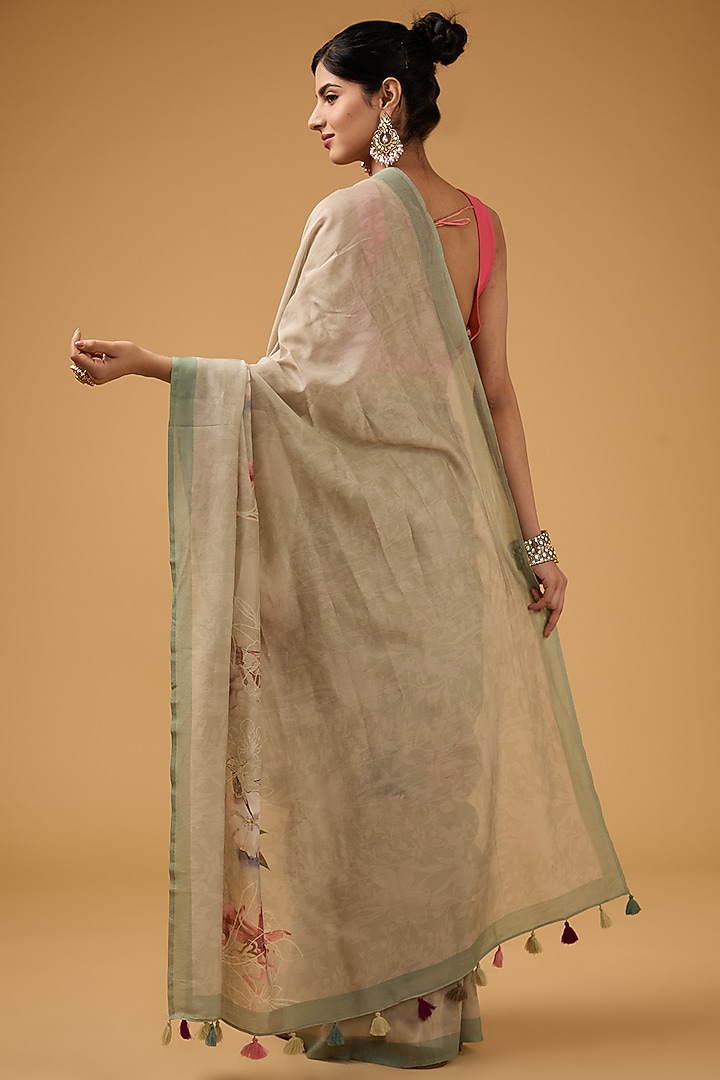 Multi-Colored Viscose Floral Printed Party Wear Saree Set by Aharin India at Pernia's Pop Up Shop