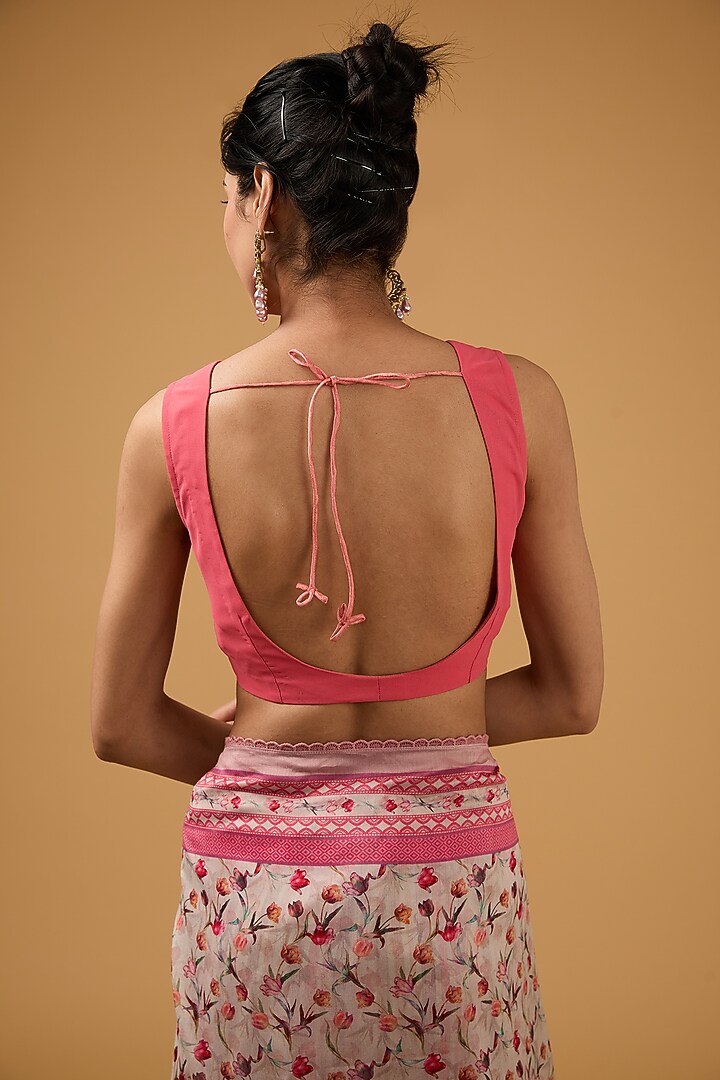Pink Viscose Floral Printed Party Wear Saree Set by Aharin India at Pernia's Pop Up Shop
