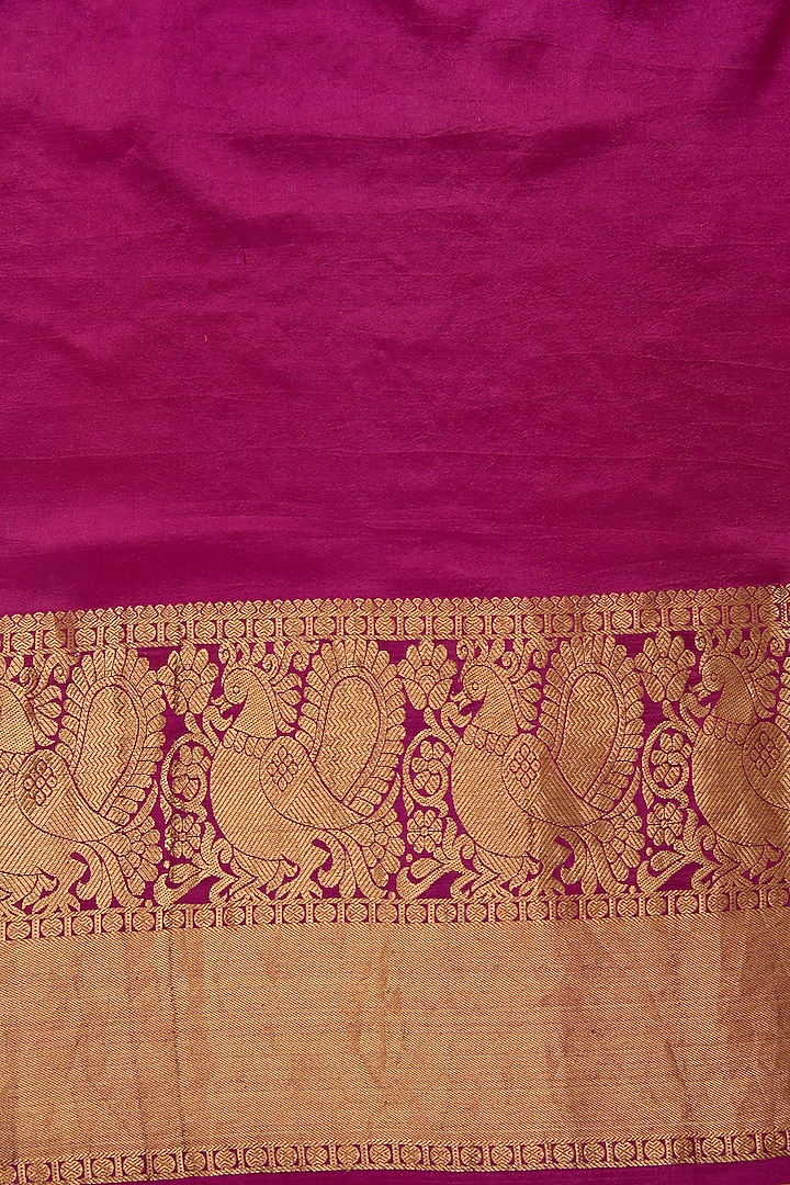 Pink Silk Floral Embroidered & Printed Party Wear Saree Set by Aharin India at Pernia's Pop Up Shop