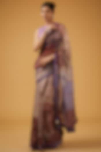 Purple Viscose Floral Printed Party Wear Saree Set by Aharin India at Pernia's Pop Up Shop