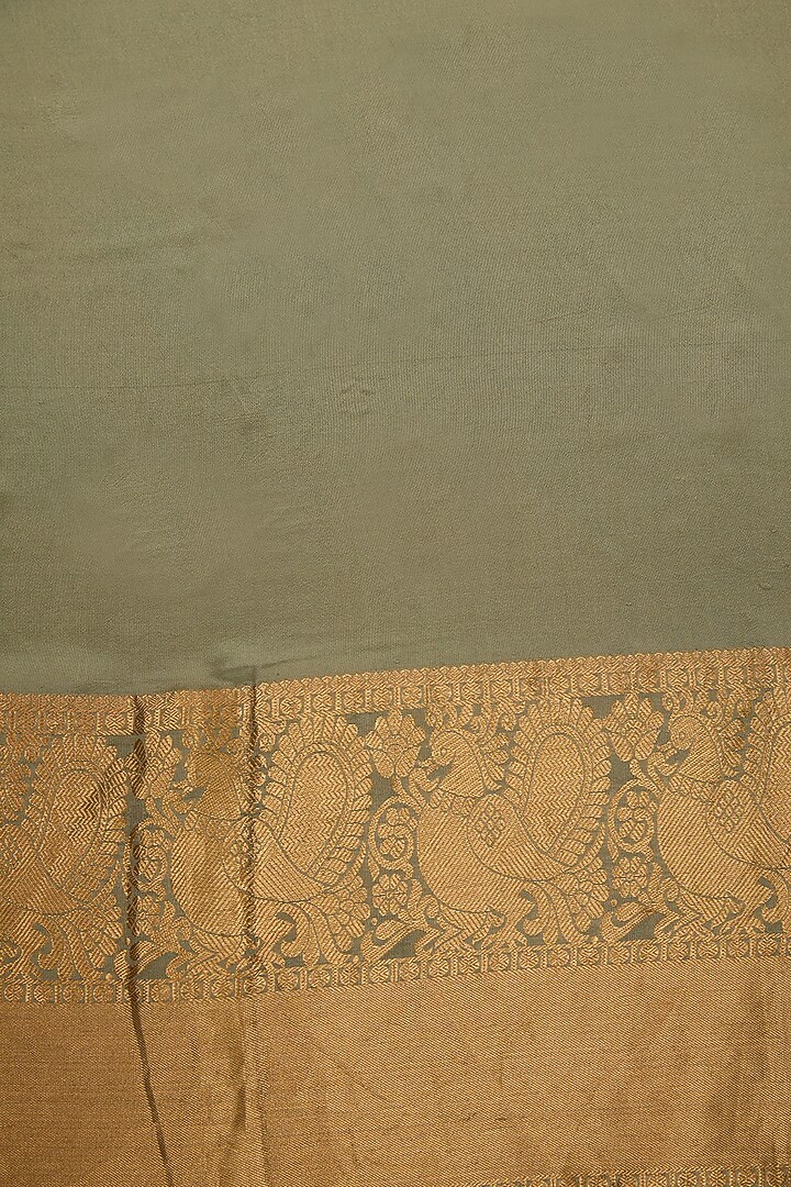 Pista Grey Green Silk Sequin Embroidered Party Wear Saree Set by Aharin India at Pernia's Pop Up Shop