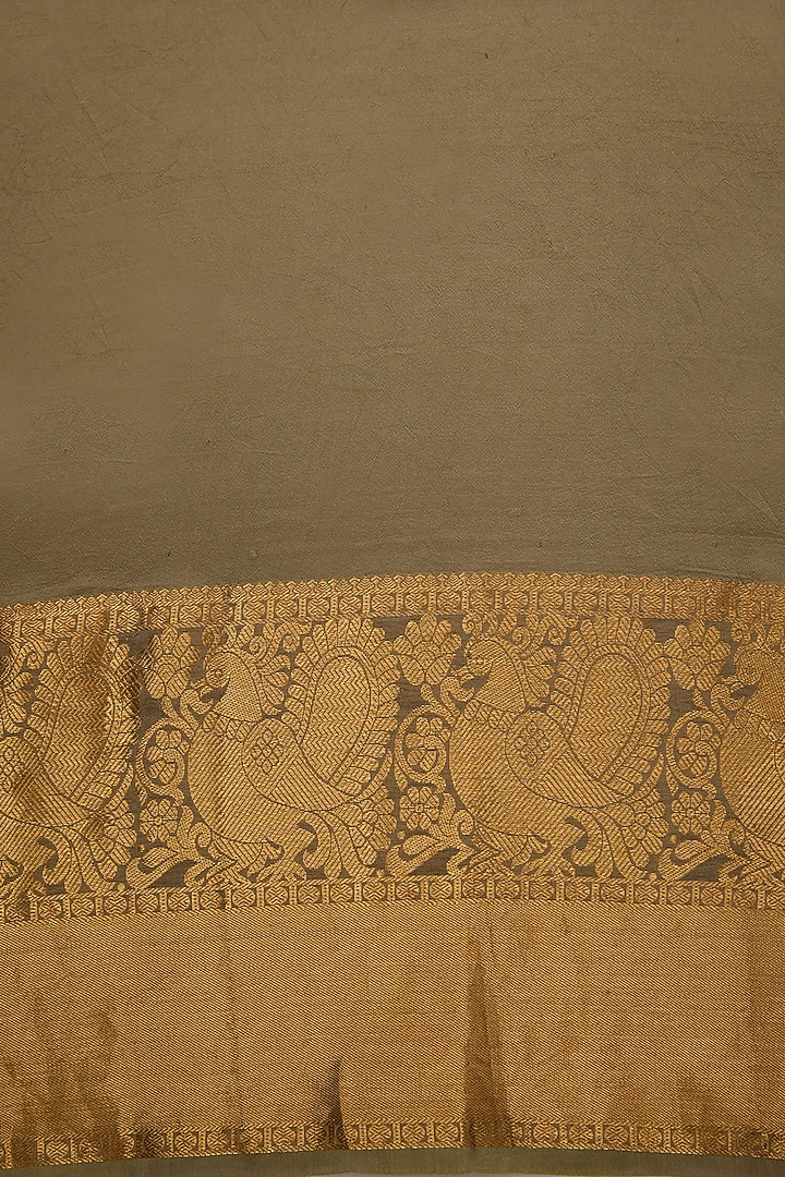 Grey Green Silk Sequin Embroidered Party Wear Saree Set by Aharin India at Pernia's Pop Up Shop