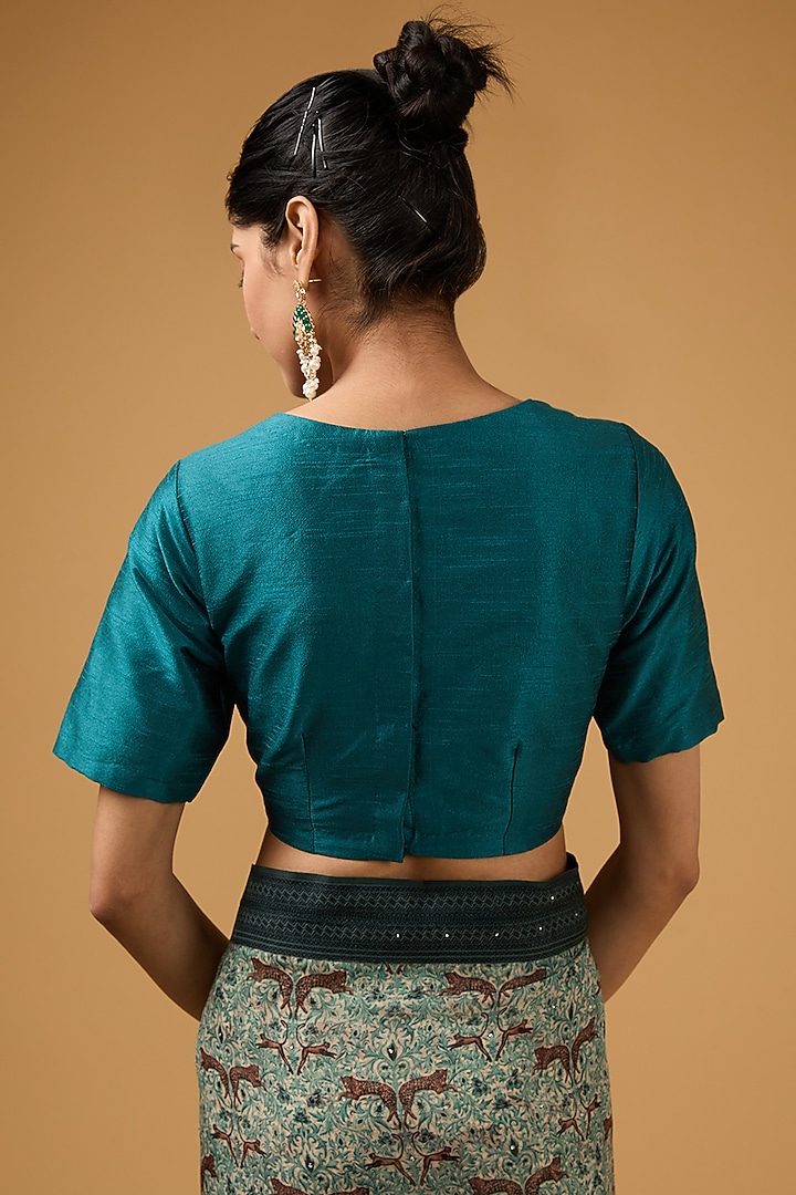 Green Viscose Floral Printed Party Wear Saree Set by Aharin India at Pernia's Pop Up Shop