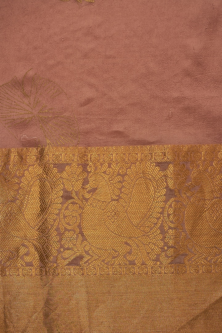 Peach Silk Floral Motif Embroidered Party Wear Saree Set by Aharin India at Pernia's Pop Up Shop