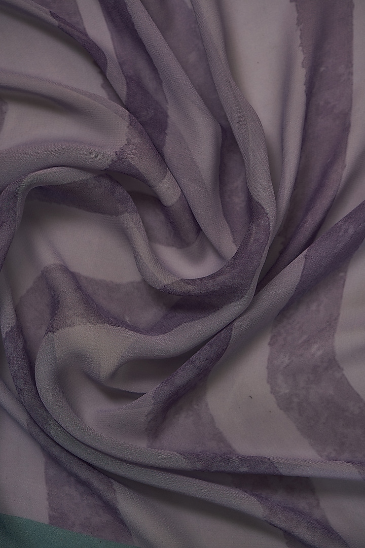 Purple Viscose Modal Silk Floral Printed Party Wear Saree Set by Aharin India at Pernia's Pop Up Shop