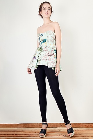 Pista Green Embroidered Tube Top by Aharin India