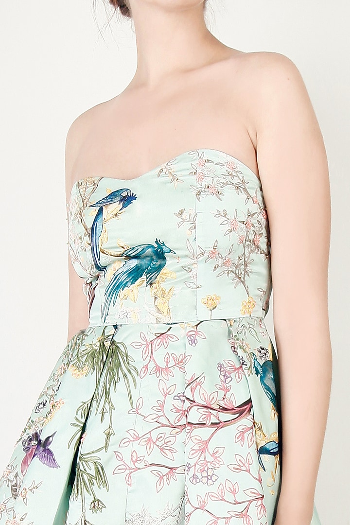 Pista Green Embroidered Tube Top by Aharin India at Pernia's Pop Up Shop