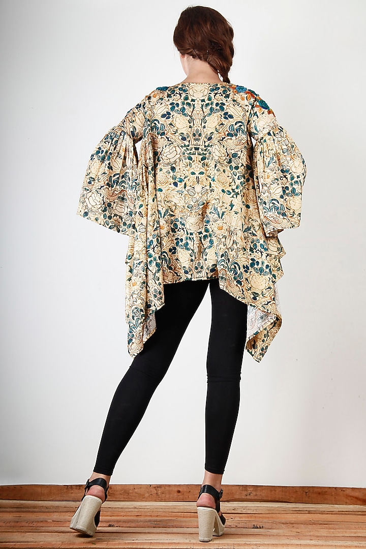 Beige Printed Kaftan Vacation Dress by Aharin India at Pernia's Pop Up Shop