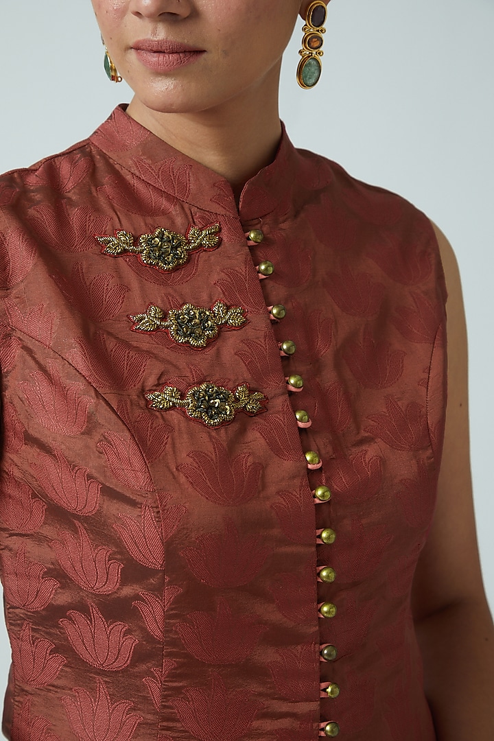 Maroon Jacquard Maxi Vacation Dress by Aharin India at Pernia's Pop Up Shop