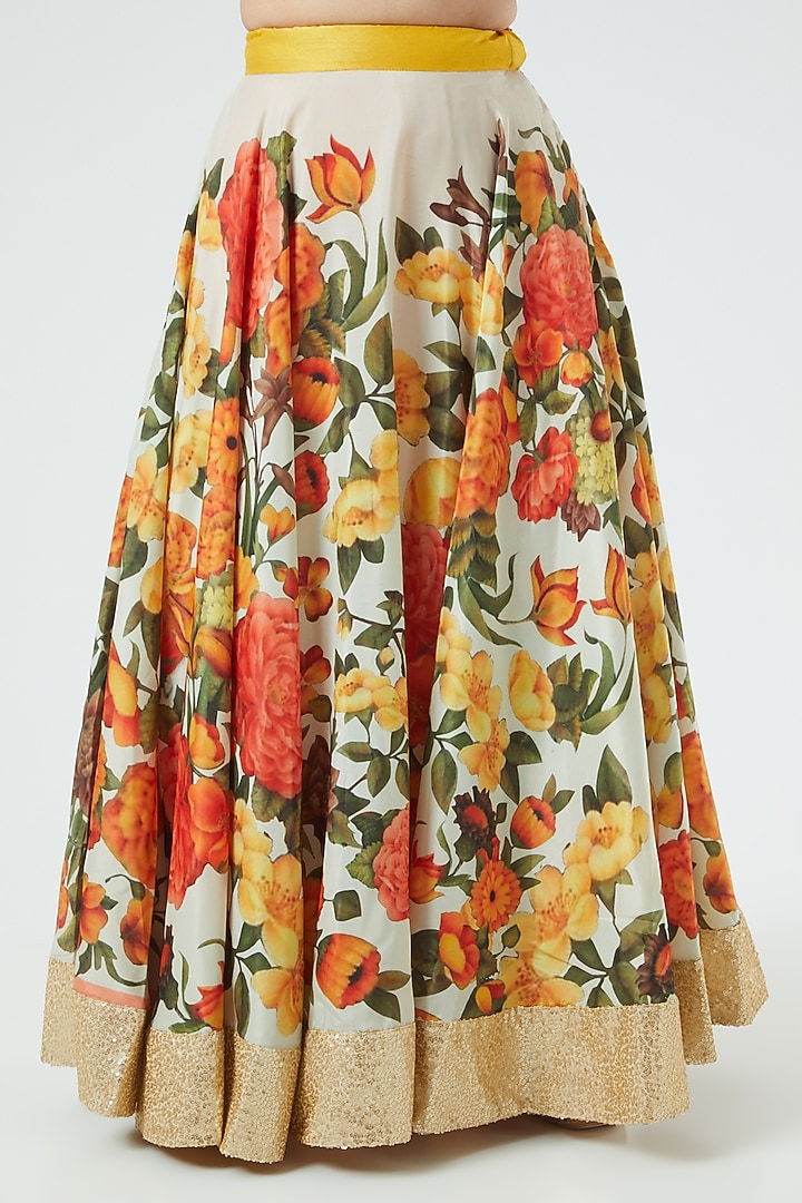 Orange & White Printed Wedding Lehenga Set by Aharin India at Pernia's Pop Up Shop