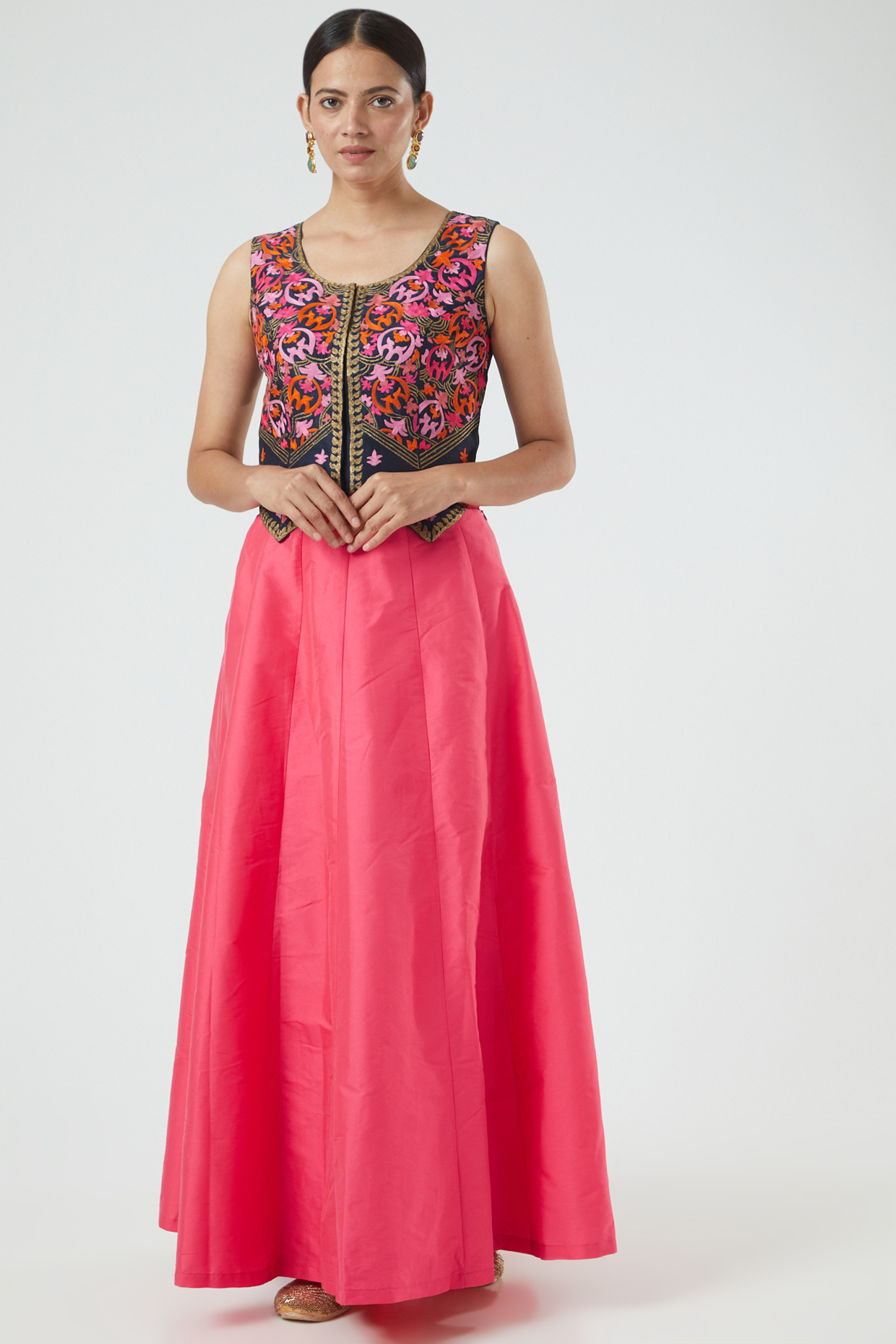 Multi-Coloured Embroidered Jacket Lehenga by Aharin India at Pernia's Pop Up Shop