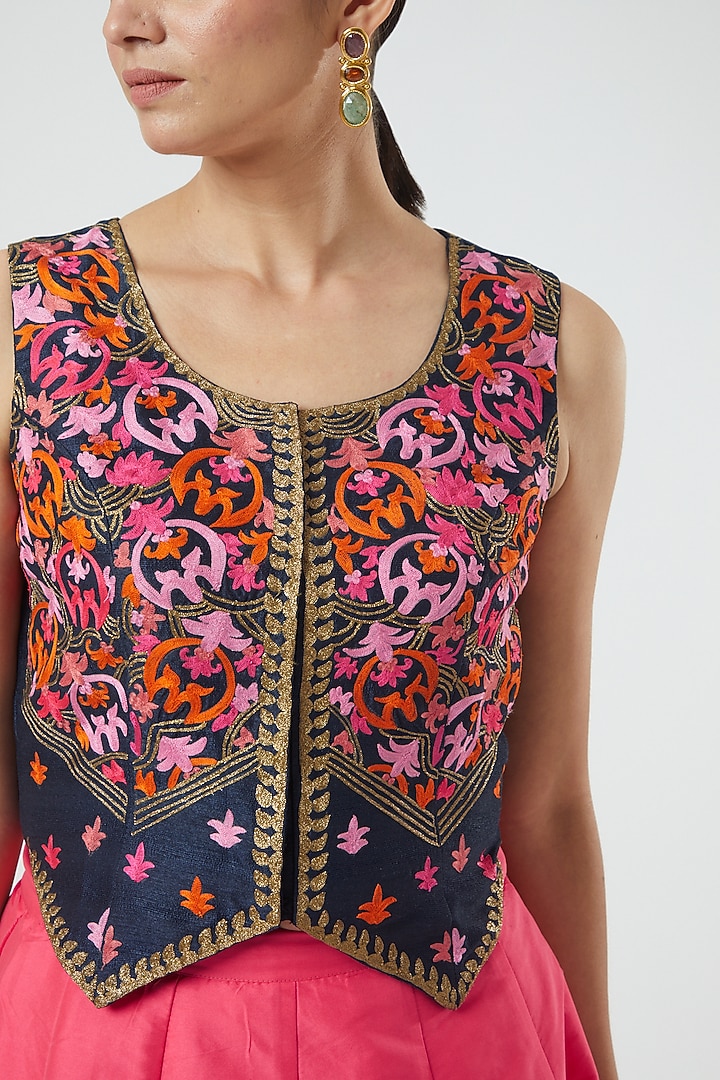 Multi-Coloured Embroidered Jacket Lehenga by Aharin India at Pernia's Pop Up Shop