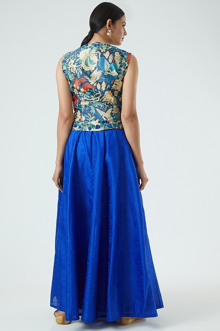Blue Embroidered Jacket Lehenga by Aharin India at Pernia's Pop Up Shop