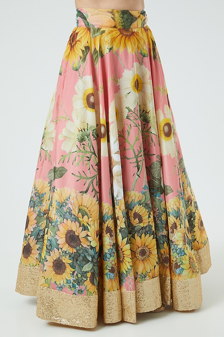 Peach & Blush Pink Printed Wedding Lehenga Set by Aharin India at Pernia's Pop Up Shop