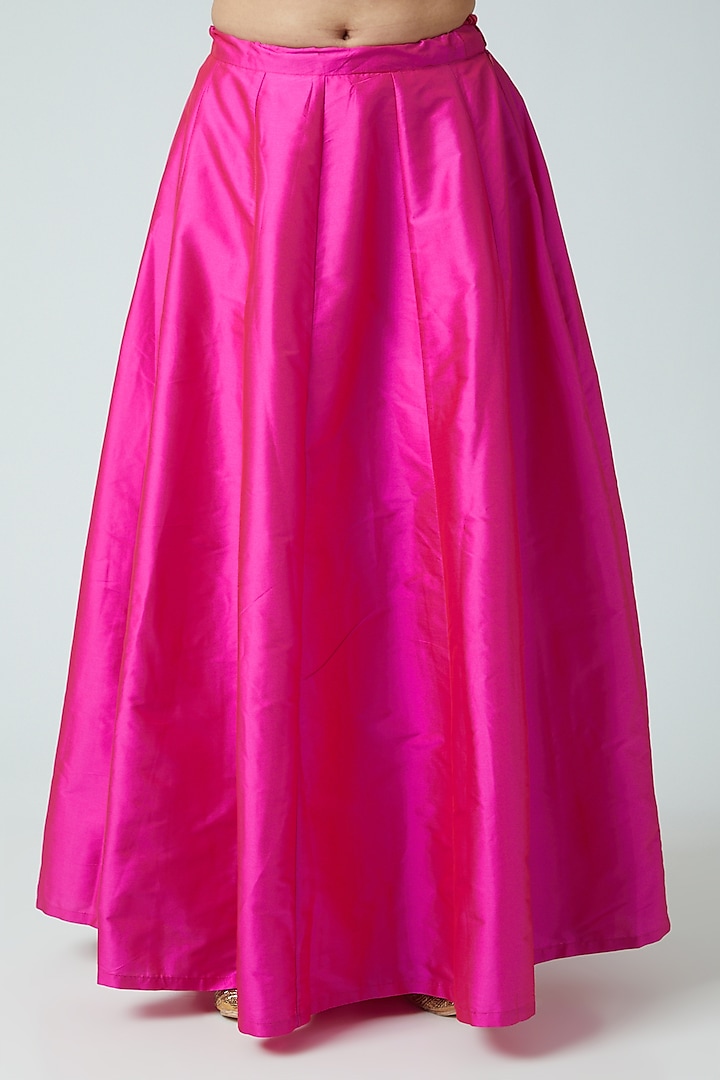 Pink Silk Blend Jacket Lehenga Set by Aharin India at Pernia's Pop Up Shop