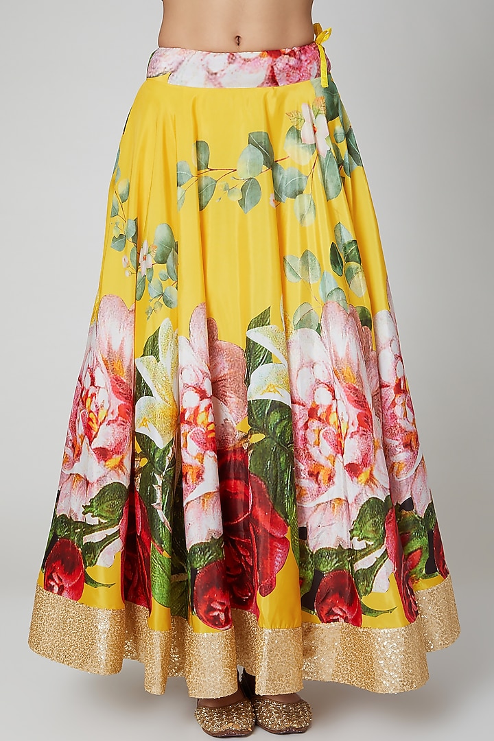 Yellow Embroidered Wedding Lehenga Set by Aharin India at Pernia's Pop Up Shop