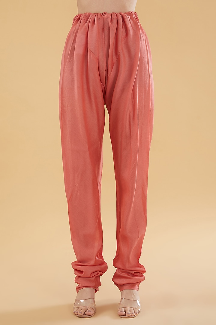Peach Cotton Silk Pant Set by Aharin India at Pernia's Pop Up Shop