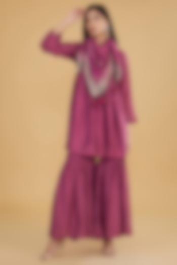 Pink Cotton Silk Floral Printed Party Wear Sharara Set by Aharin India at Pernia's Pop Up Shop