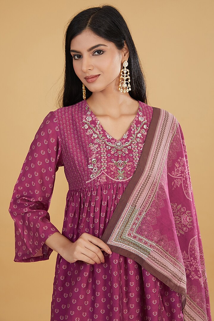 Pink Cotton Silk Floral Printed Party Wear Sharara Set by Aharin India at Pernia's Pop Up Shop