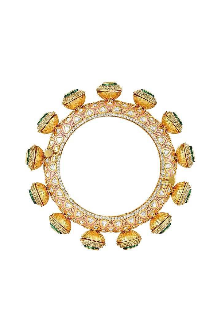 Gold Finish Meenakari Bangle by Anayah Jewellery