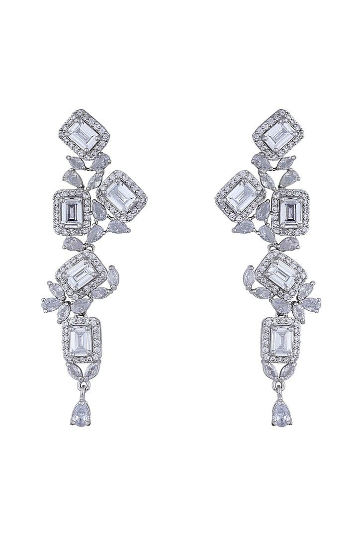 White Finish American Diamonds Earrings by Anayah Jewellery