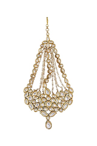 Gold Finish Kundan Polki Passa by Anayah Jewellery