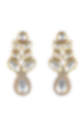 Gold Finish Kundan Polki Earrings by Anayah Jewellery