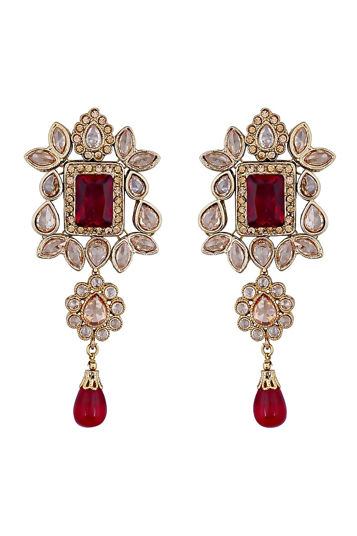 Rose Gold Finish Kundan Polki & Red Stones Bridal Necklace Set by Anayah Jewellery at Pernia's Pop Up Shop