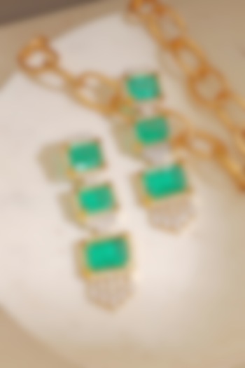 Gold Finish Cubic Zircons Earrings by Anayah Jewellery at Pernia's Pop Up Shop