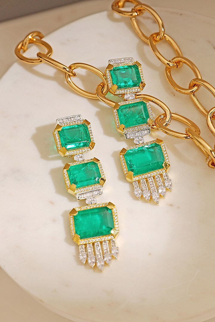 Gold Finish Cubic Zircons Earrings by Anayah Jewellery at Pernia's Pop Up Shop