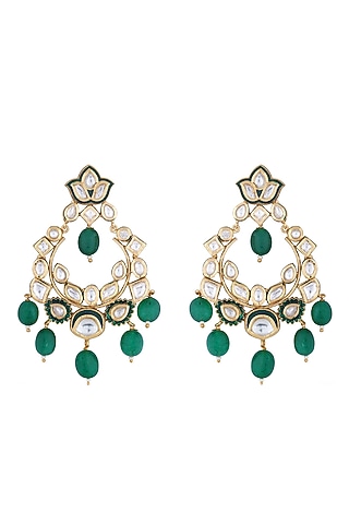 Gold Finish Pearl Earrings by Anayah Jewellery