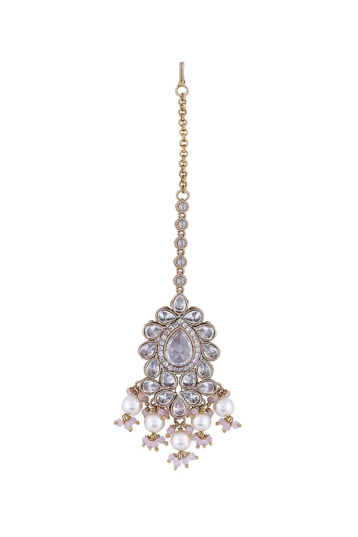 White Finish Pearl & Crystal Choker Necklace Set by Anayah Jewellery at Pernia's Pop Up Shop