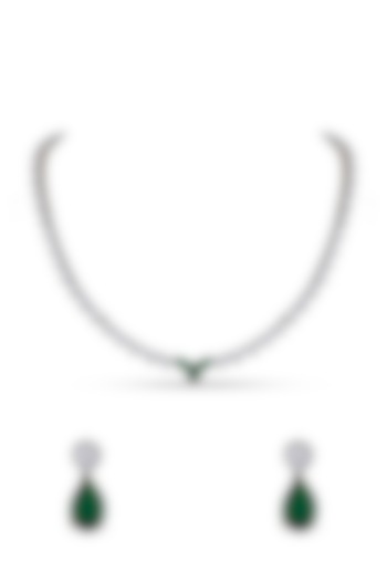 White Finish American Diamonds Necklace Set by Anayah Jewellery at Pernia's Pop Up Shop