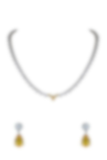 White Finish Diamonds Necklace Set by Anayah Jewellery at Pernia's Pop Up Shop