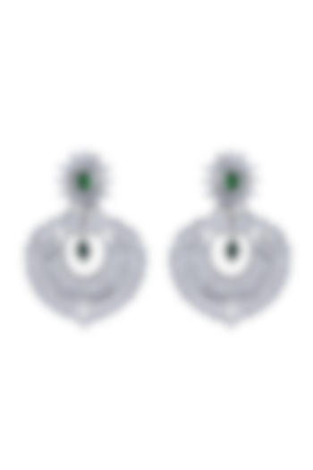 White Finish Emerald Stone Earrings by Anayah Jewellery