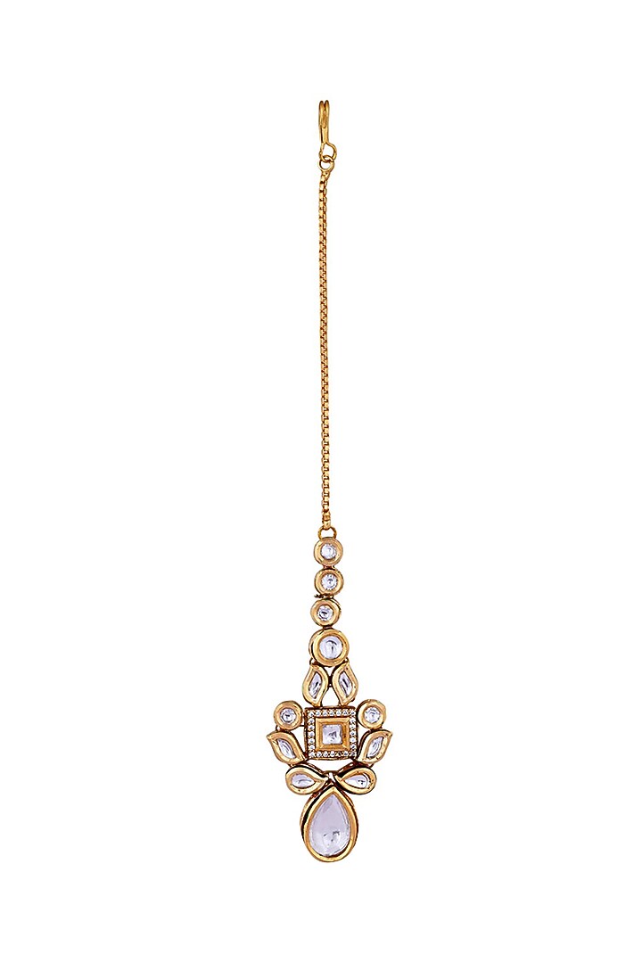 Gold Finish Kundan Polki Necklace Set by Anayah Jewellery at Pernia's Pop Up Shop