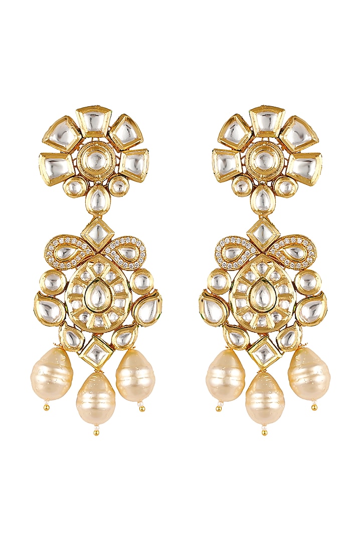 Gold Finish Faux Pearl Earrings Design by Anayah Jewellery at Pernia's
