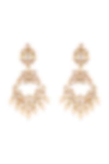 Gold Finish Kundan Chandbali Earrings by Anayah Jewellery