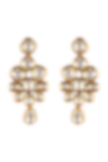 Gold Finish Kundan & Pearl Dangler Earrings by Anayah Jewellery